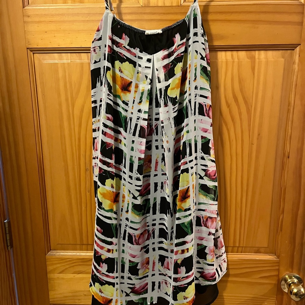 ODDY A-Line Shirt/Dress/Tunic with Floral and Grid Design